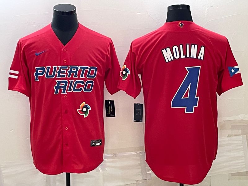 Men 2023 World Cub #4 Molina Red Nike MLB Jersey8->more jerseys->MLB Jersey